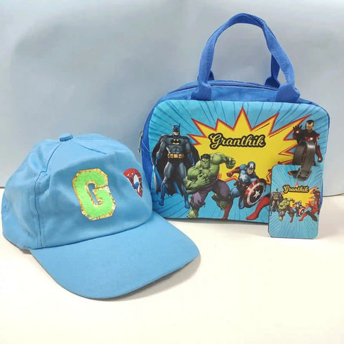 Personalized Cartoon Printed Lunch Bag With Handle Combo for Kids